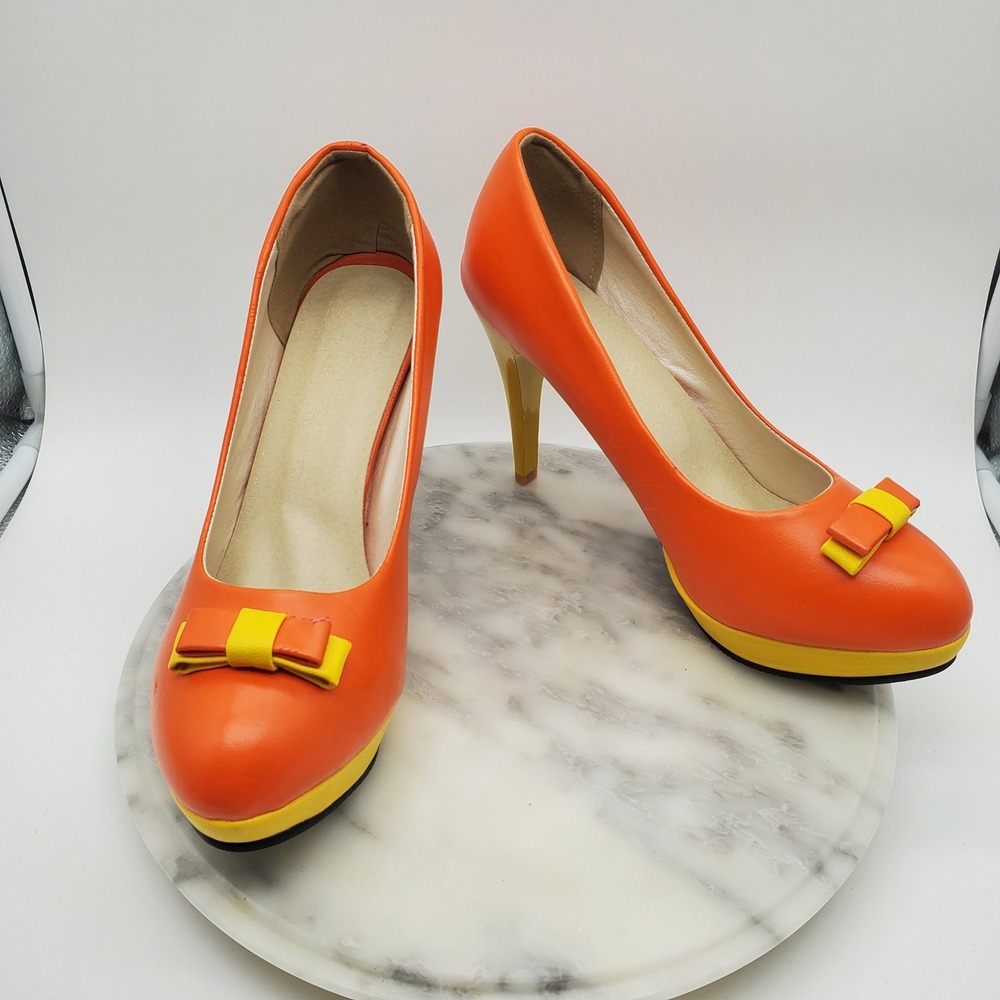 Cosplay Princess Daisy Orange Yellow Platform High Heels Pumps Shoes EU 42 US 11